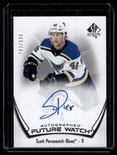 2021-22 SP Authentic Future Watch Scott Perunovich RC Auto /999 St. Louis Blues