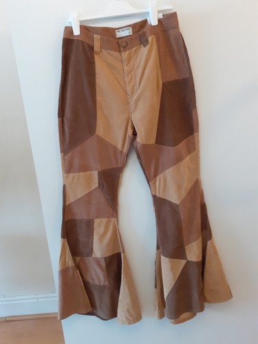 Free People Patchedwork Flare Trousers, Brown, W30 RRP £188 - Picture 2 of 8