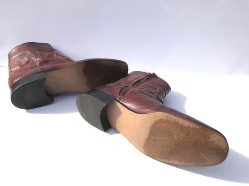 Vintage 1970s Mens Brown leather DEXTER ankle zip boots 7.5M Great Condition! - Picture 4 of 6