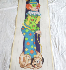 Large Handpainted Needlepoint Canvas Happy Clown  Puppy Dog 12 Point 10 " x 36"