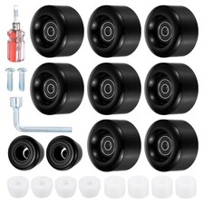 Rollschuh-Rollen-Set 58 x 32 mm, Skate-Rollen mit Lagern, Skate-Bremsen, Schwarz