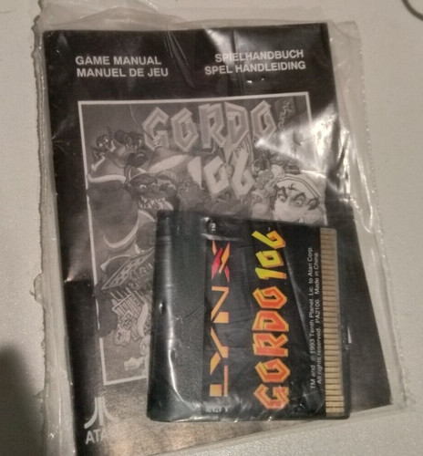 GORDO 106 Atari Lynx NEW Cartridge and Manual No Box