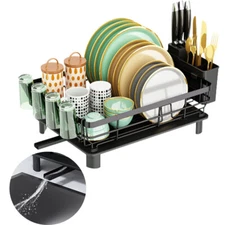 Kitchen Dish Cup Drying Rack Utensil Drainer Dryer Tray Cutlery Holder Organizer