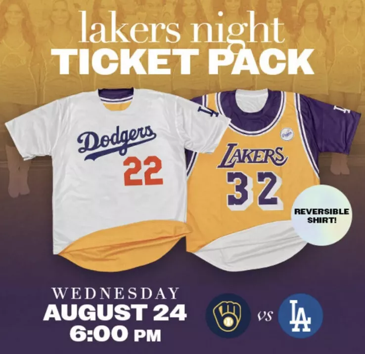 LA Dodgers Lakers Reversible Jersey SGA 8/24/22 KERSHAW MEDIUM M