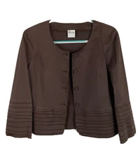 Red Valentino Women's Jacket Size US 8 Brown Pleats Button Front Cotton Stretch