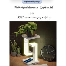 Suspended desktop decorative desk lamp with adjustable wireless charging