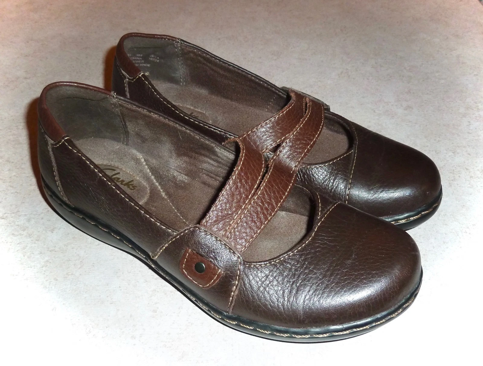 COLLEZIONE CLARKS APPARTAMENTI MARYJANE IN PELLE MARRONE 2 TONALITÀ DONNA 6M