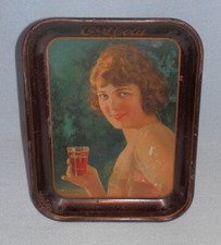 Antique 1920s Coca Cola Serving Tray SMILING GIRL, Vintage COKE Advertising, OLD