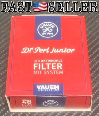 VAUEN Dr. Perl Junior Charcoal Pipe Filter, Jubox 40 Filters x 9mm - NEW! FAST!