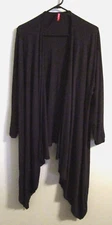 Ruby Ribbon Black Long Sleeve Open Front Asymmetric Hem Sweater - Size XL / 3XL