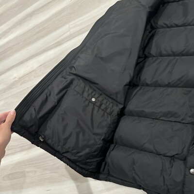 Mens PRADA Down Jacket Black Zipper Pockets Hood Size 54/XL Mens PRADA Down Jacket Black Zipper Pockets Hood Size 54/XL