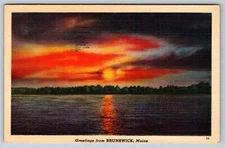 Maine Brunswick Greetings from Linen #58 Postcard, E6