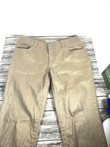Platinum Denim Shiny Gold Pants, Size 