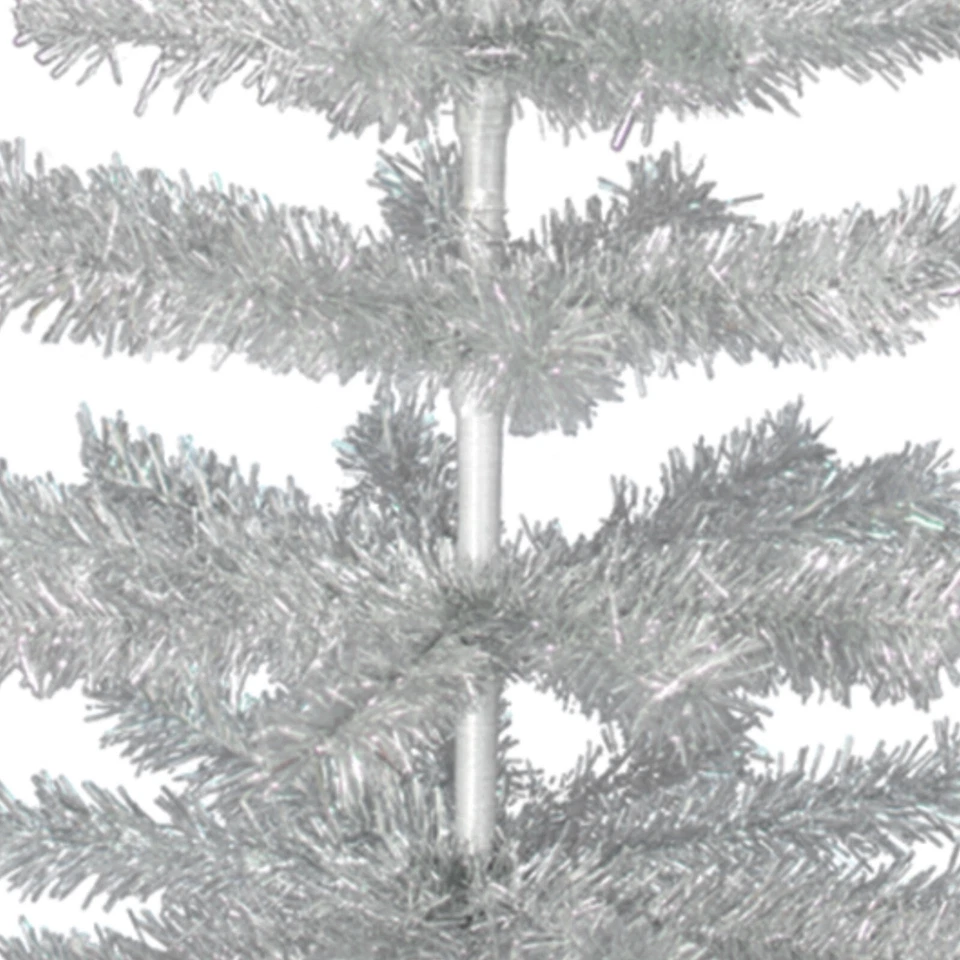 60" Retro Silver Tinsel Christmas Tree Vintage Feather Style XMASS Holiday 5FT - Image 2 of 4
