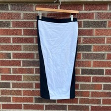 Express White and Black High Waisted Midi Bodycon Skirt
