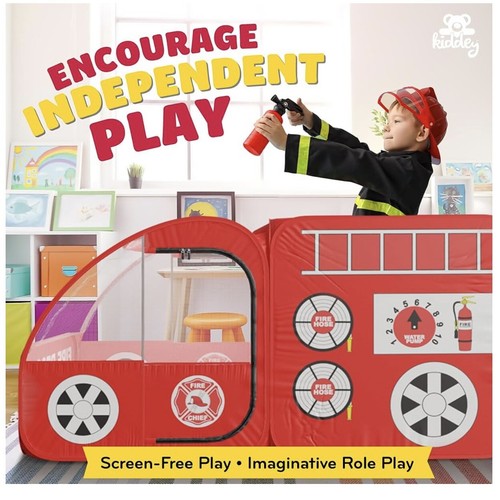 Feuerwehrauto Spielzelt für Kinder Feuerwehrauto Feuerwehrmann mit Sounds Sirene Pop Up Spielhaus - Bild 5 von 8