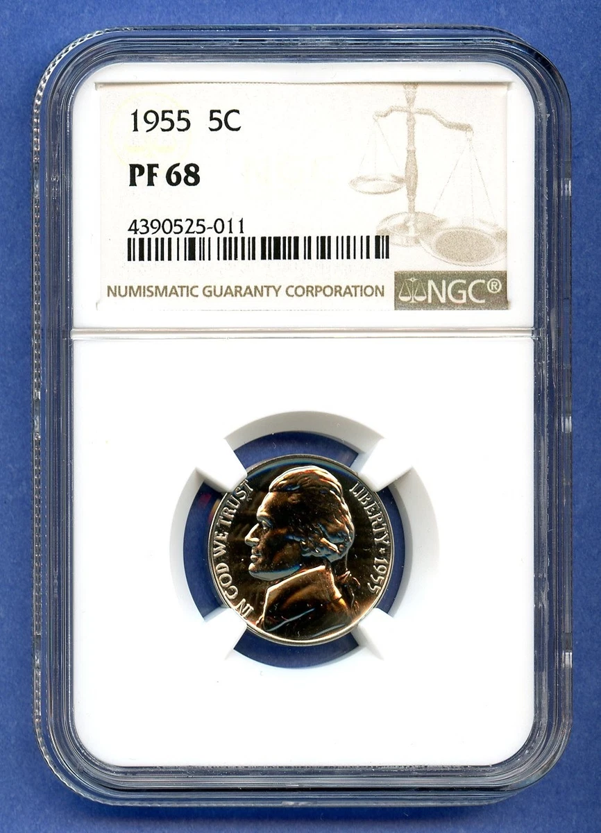 Proof PR 68 Graded 1955 US Jefferson Nickels (1938-Now) for sale