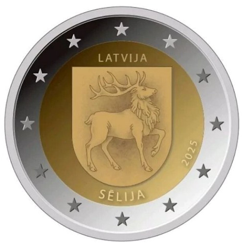 Pièce 2euros commémorative Lettonie 2025 – Armoiries de Sélija