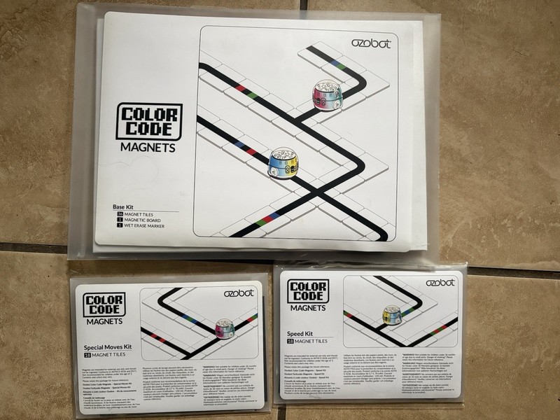 Ozobot Color Code Magnets Base Kit + Special Move & Speed Kits 72 Magnetic Tiles
