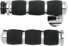 Avon 3 Ring Air Cushioned Black Chrome 1" Motorcycle Handlebar Grips for Harley