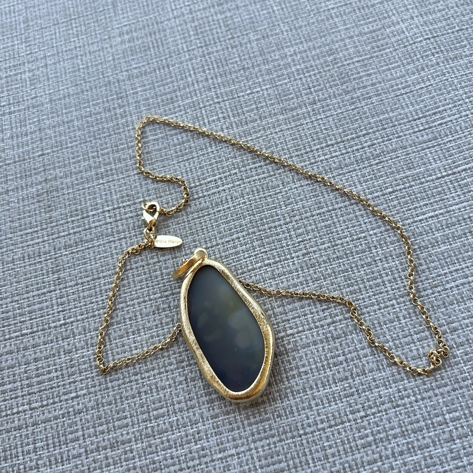 Marcia Moran Gold Plated Druzy Stone Pendant Necklace 18” Long - Image 4 of 4