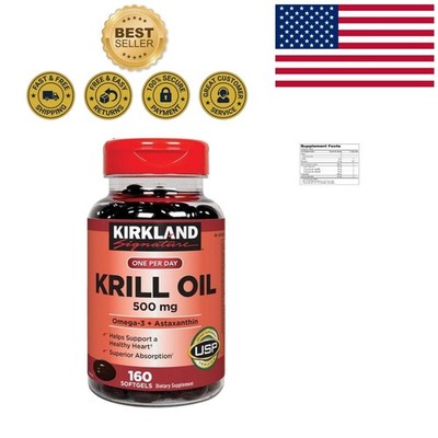 Ultra-Concentrated Krill Oil 500mg Softgels - 160 Count for Optimal Heart Care