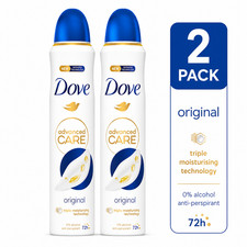Dove Advanced Care Original Antiperspirant Spray 72H 250mL 2-Pack