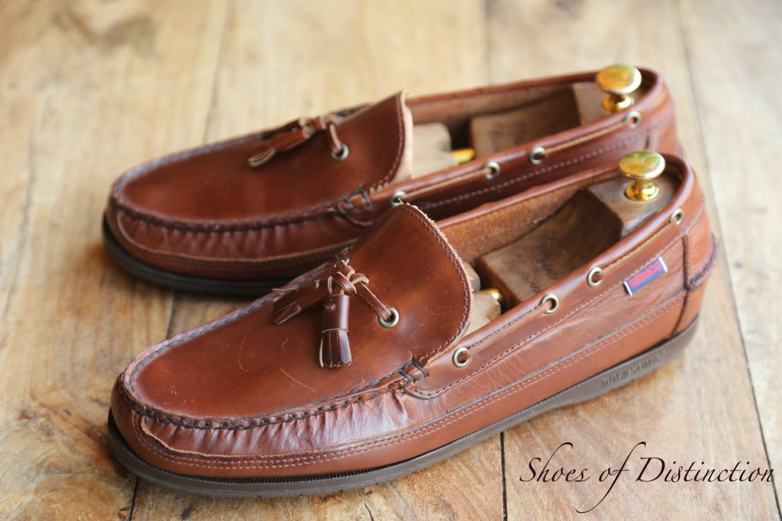 Zapatos de cubierta de barco con borlas de cuero marrón Sebago para hombre UK...
