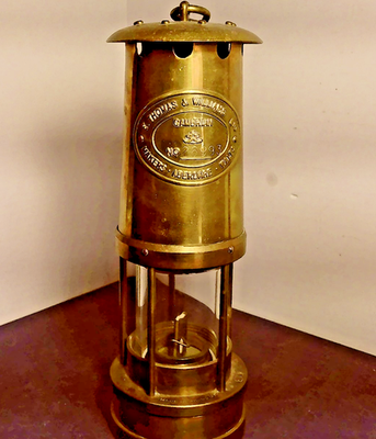 Miners Oil Lamp, E. Thomas Williams Ltd, Cambrian Wales, Vintage