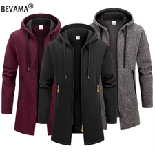 Streetwear Men  s Oversize Hooded Zipper Sweatshirt Winter Warm Jacket Coat