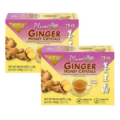 Plum Ginger Tea Instant Ginger Honey Crystals,10 Sachets-2 Boxes-Prince of Peace