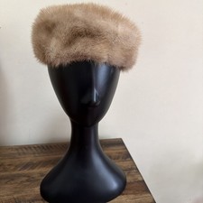 Vintage Mink Fur Pill Box Hat Cecile Of New York B Altman 5th Avenue Blonde 1950