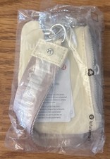 NWT Lululemon Dual Pouch Wristlet Wallet Keychain Wordmark Buttercream and Beige