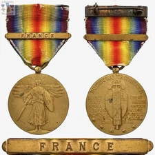 WW1 U.S. ARMY VICTORY MEDAL FRANCE CLASP BAR THE GREAT WAR FOR CIVILIZATION WWI