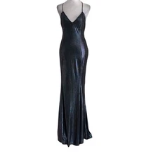 NWT Rare London Size 4 Metallic Irridescent Bodycon Mermaid Gown Maxi Dress
