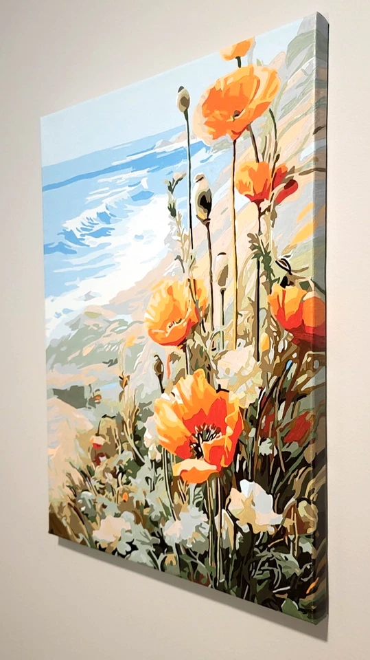 Pintura acrílica completa y enmarcada 12x16 por números "Flores" con comadreja Foto 4 de 4