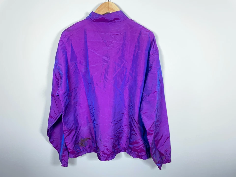 90s Surf Style 1/4 Zip Windbreaker Jacket Adult One Size 2XL Iridescent Purple - Image 2 of 4