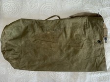 VTG US MILITARY CANVAS GREEN DUFFEL DUFFLE BAG ONE STRAP Korea PFC Soldier Name