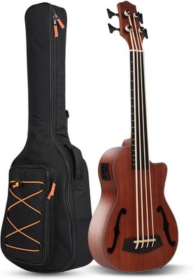 E-Bass, 30 Zoll Cutaway bretless, elektrisch-akustischer Bass aus Lindenholz
