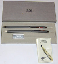 VTG 1980s CROSS GRAY BALLPOINT PEN/PENCIL SET...