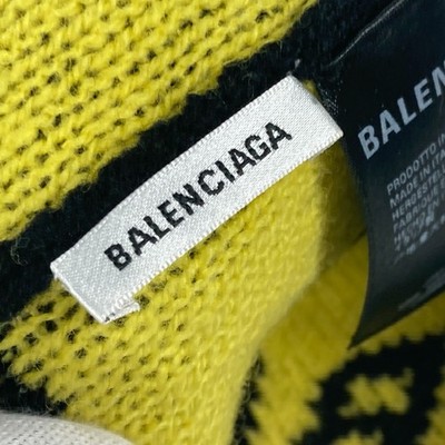 BALENCIAGA 555282 Logo beanie hat knit hat knit cap Knit hat wool Black/yellow BALENCIAGA 555282 Logo beanie hat knit hat knit cap Knit hat  main image 4