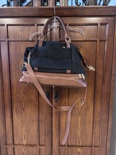 Black Canvas Weekender Bag Travel Duffle Overnight Carry On w/ Shoe Compartment