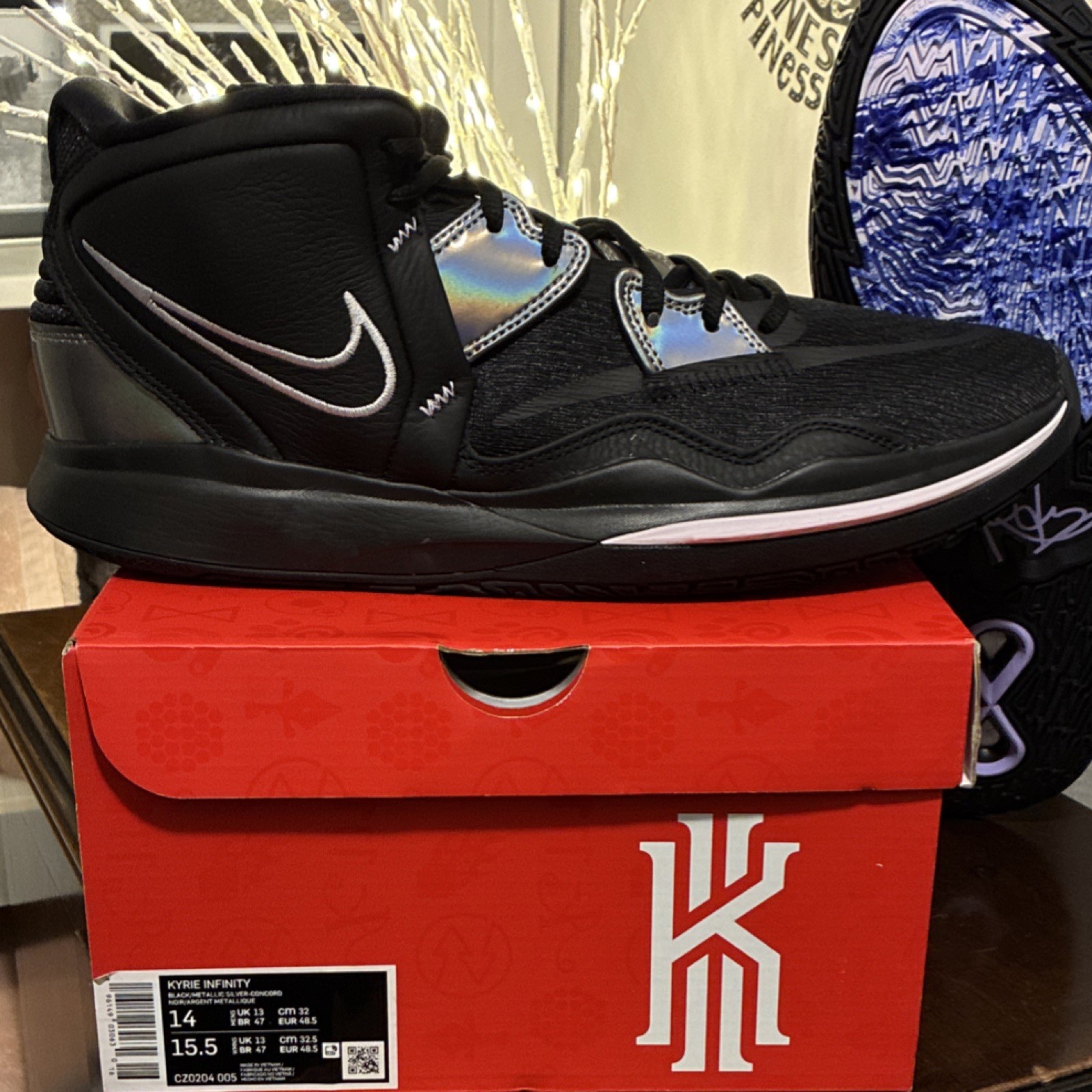 Nike Kyrie Infinity Black Metallic Silver Basketball Shoes C