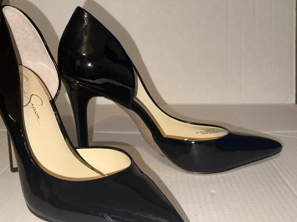 Zapatos de salón Jessica Simpson Claudette de cuero negro con pateta de aguja 12M nuevos sin caja Foto 4 de 4