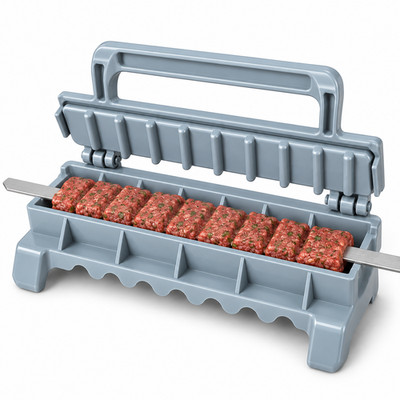 Kebab Presse Köfte Maker Adana Hackfleisch Spießformer Grill BBQ Kunststoff Grau