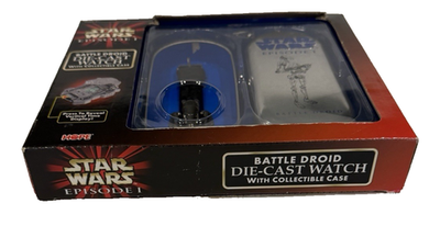 Star Wars Battle Droid Die Cast Watch & Case Vintage 1999 In Box