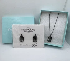 Park Lane Dogtag Necklace/Earring Set. Black Finish. New In Box (bag 57)