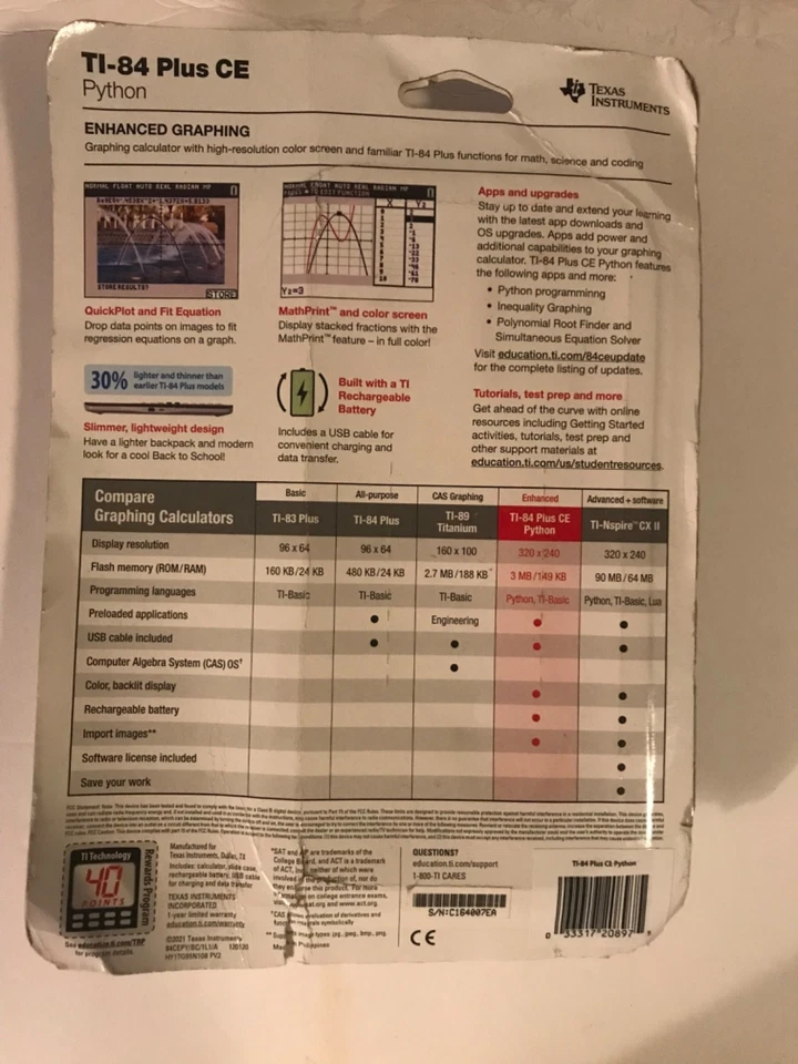 Texas Instruments TI-84 Plus CE Python Color Graphing Calculator - Image 2 of 2