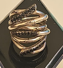 Vintage John Hardy Sterling Silver  Wide Black Sapphire Planted 3 Bamboos Ring — photo 9
