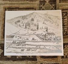 VTG 1936 Platone Print of James Bryan's 1853 Ranch Siskiyou Co. Etna California